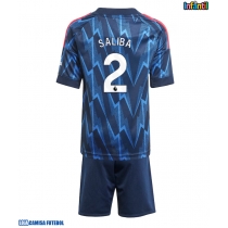 Camisa de Futebol Arsenal William Saliba #2 Equipamento Secundário Infantil 2025-26 Manga Curta (+ Calças curtas)